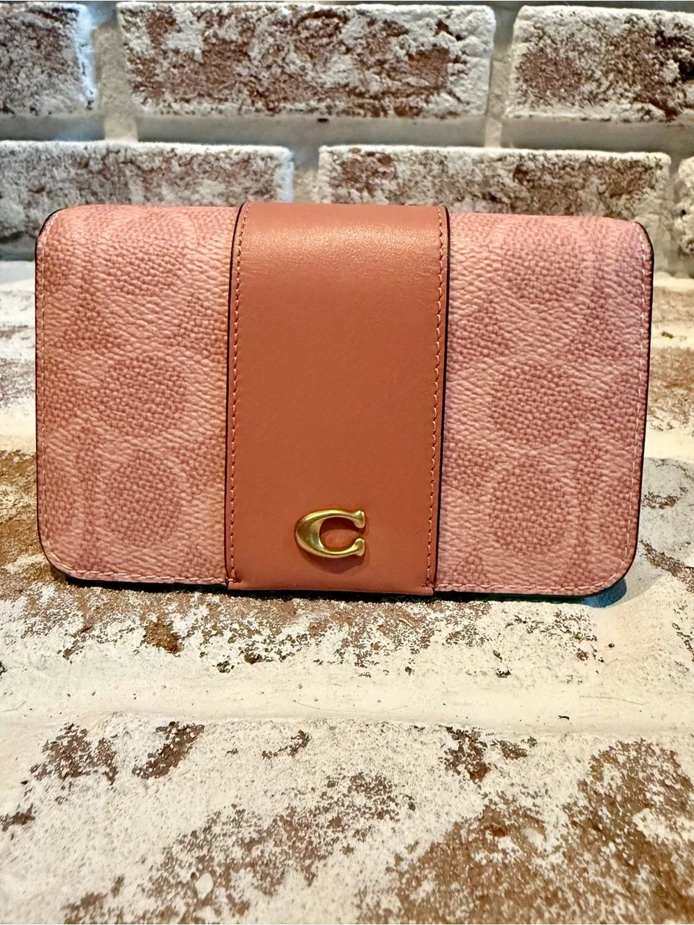 COACH Pink Signature Slim Wallet with Gold 'C' Accent. NEW-original tag included